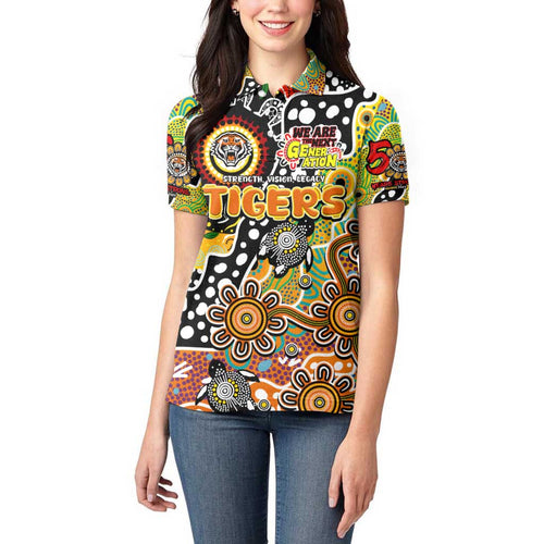 Personalised Tigers NRL Celebrating 50 Years of Naidoc Women Polo Shirt NAIDOC Week 2025 Aboriginal