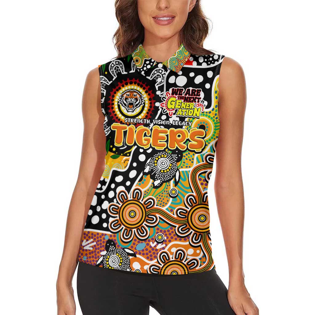 Personalised Tigers NRL Celebrating 50 Years of Naidoc Women Sleeveless Polo Shirt NAIDOC Week 2025 Aboriginal