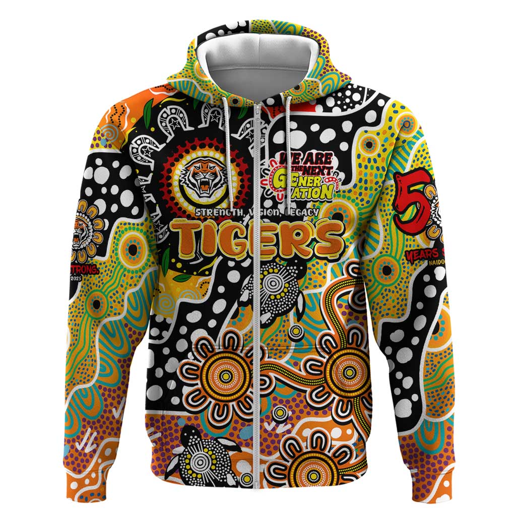 Personalised Tigers NRL Celebrating 50 Years of Naidoc Zip Hoodie NAIDOC Week 2025 Aboriginal
