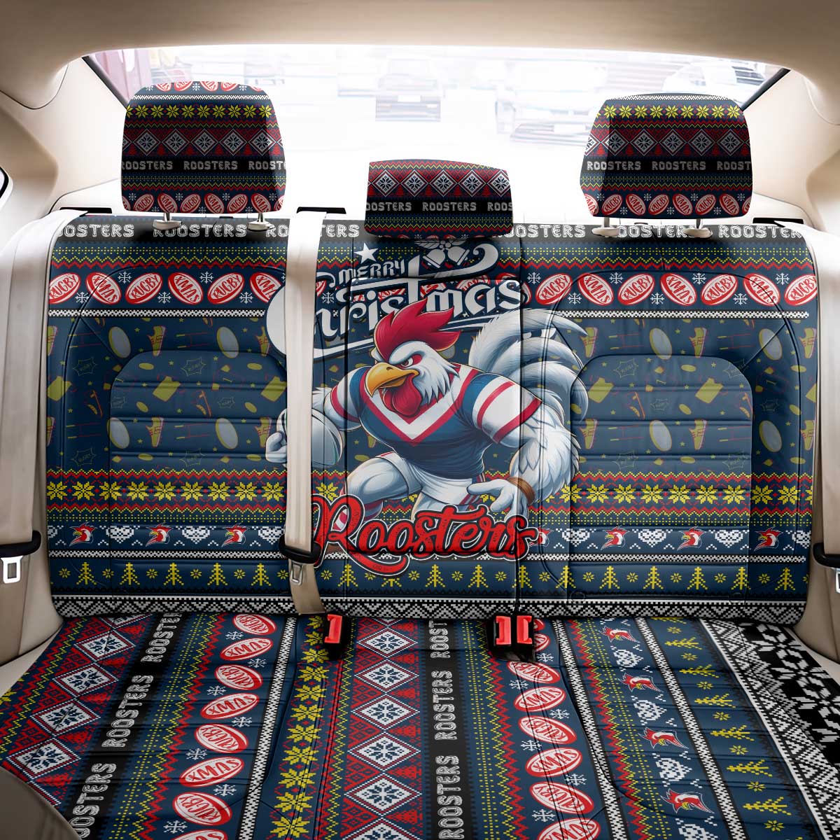 Roosters Rugby Xmas Back Car Seat Cover Australia NRL Mascot