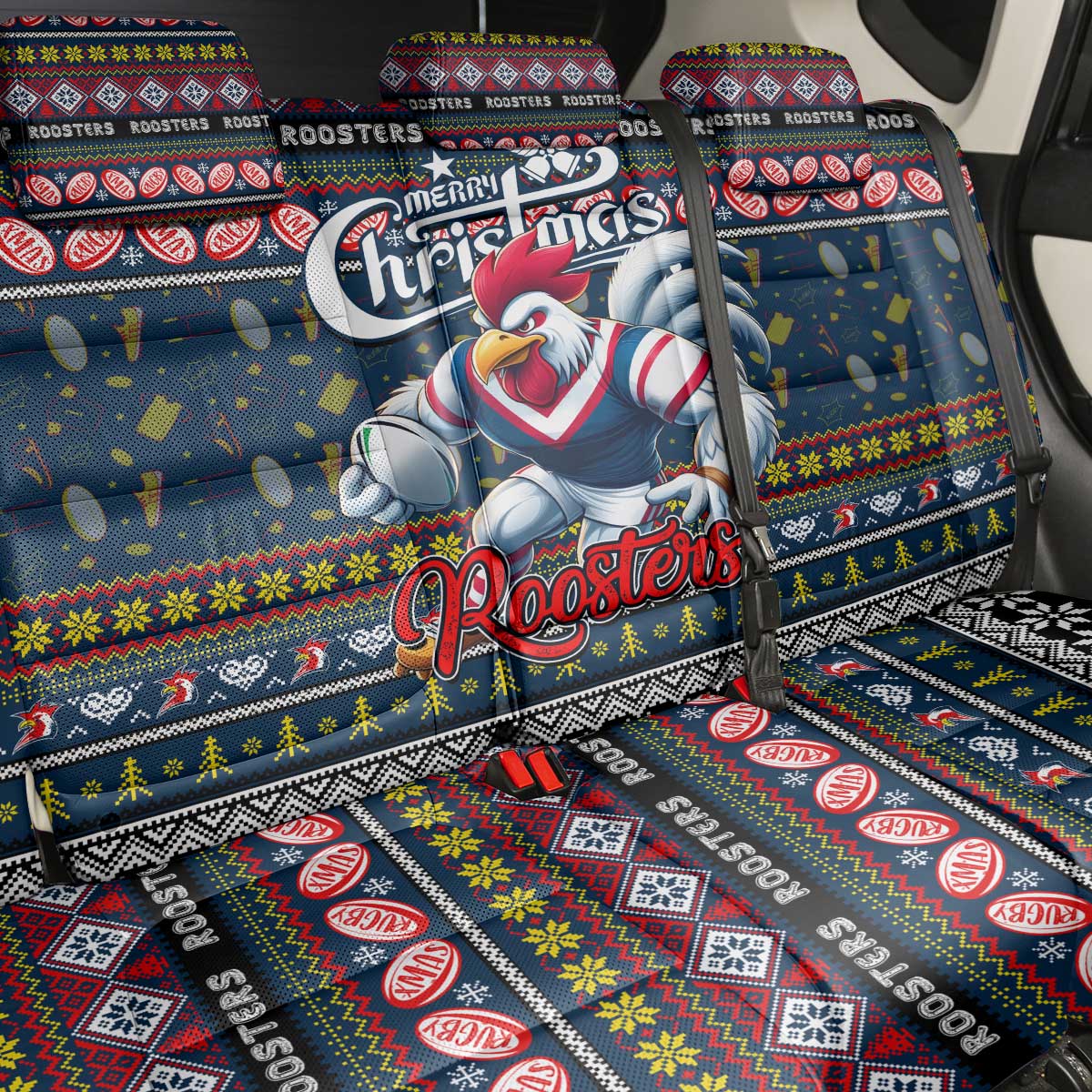 Roosters Rugby Xmas Back Car Seat Cover Australia NRL Mascot