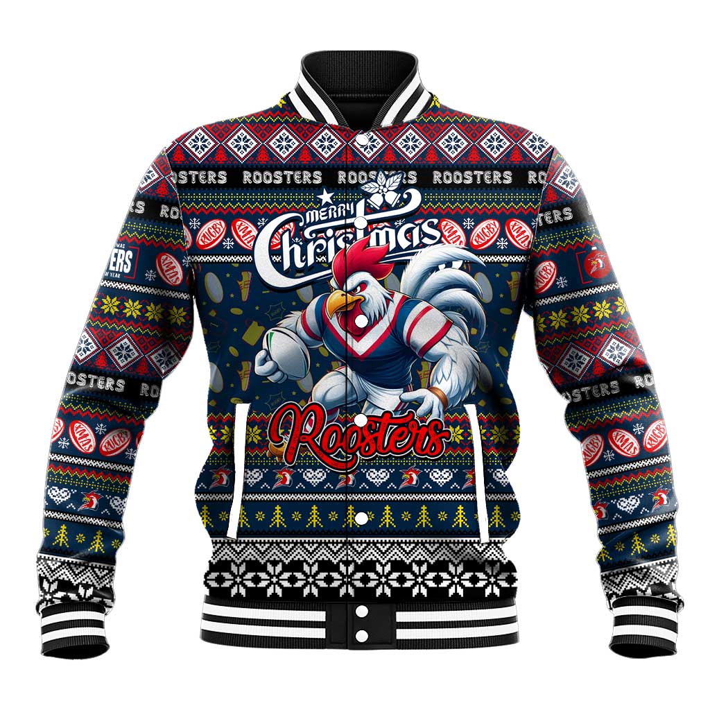 Personalized Roosters Rugby Xmas Baseball Jacket Australia NRL Mascot