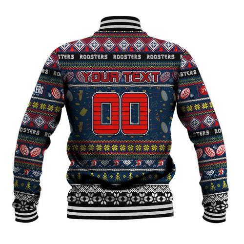 Personalized Roosters Rugby Xmas Baseball Jacket Australia NRL Mascot