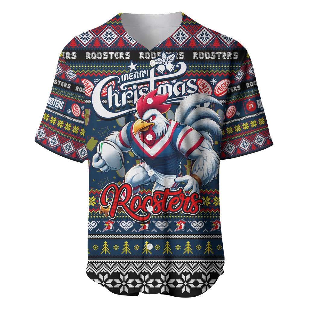 Personalized Roosters Rugby Xmas Baseball Jersey Australia NRL Mascot