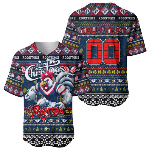Personalized Roosters Rugby Xmas Baseball Jersey Australia NRL Mascot