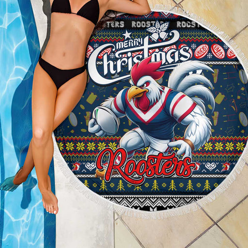 Roosters Rugby Xmas Beach Blanket Australia NRL Mascot