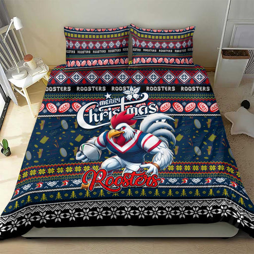 Roosters Rugby Xmas Bedding Set Australia NRL Mascot