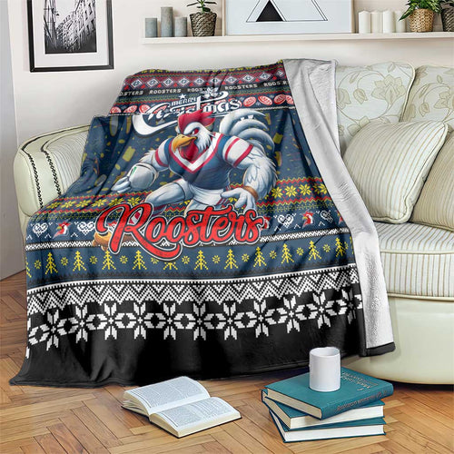 Roosters Rugby Xmas Blanket Australia NRL Mascot