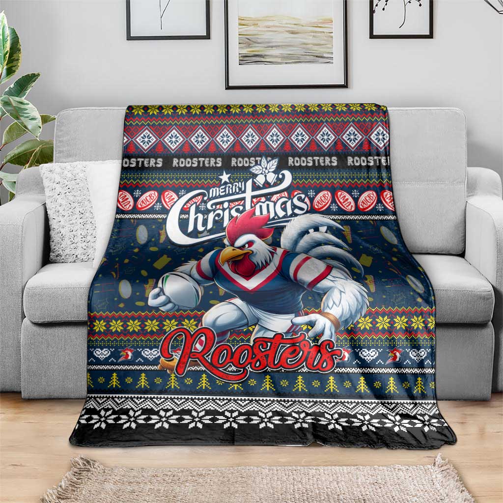 Roosters Rugby Xmas Blanket Australia NRL Mascot
