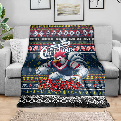 Roosters Rugby Xmas Blanket Australia NRL Mascot