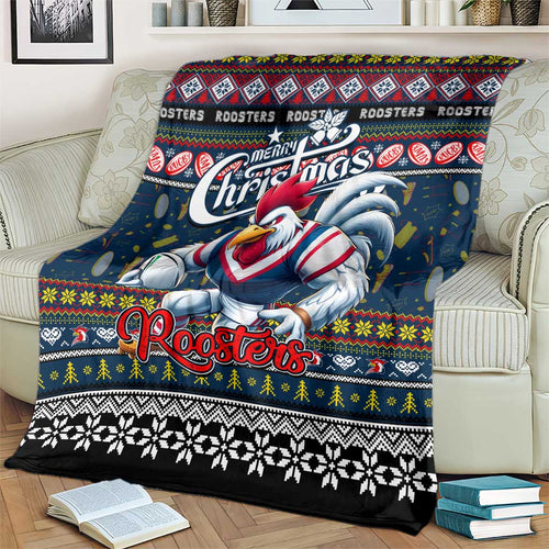Roosters Rugby Xmas Blanket Australia NRL Mascot