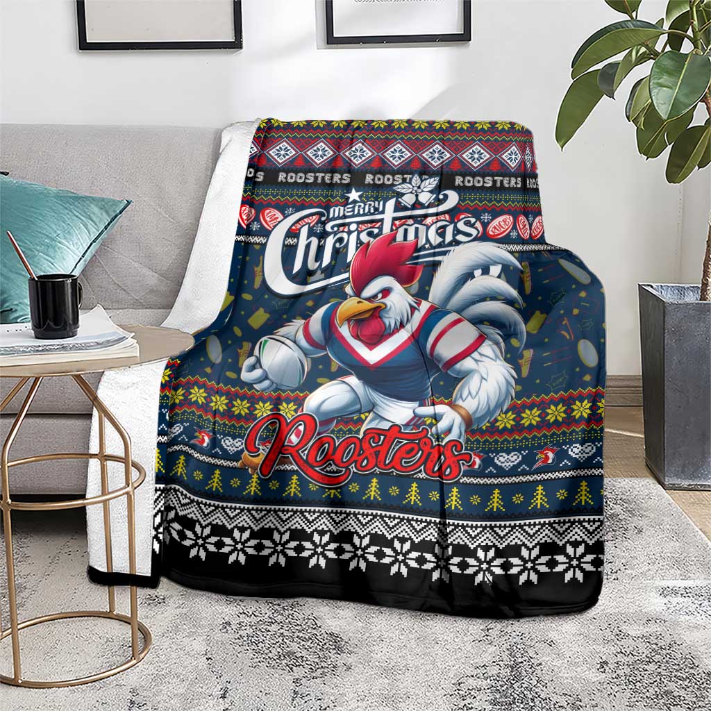 Roosters Rugby Xmas Blanket Australia NRL Mascot