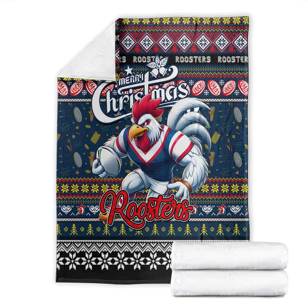 Roosters Rugby Xmas Blanket Australia NRL Mascot