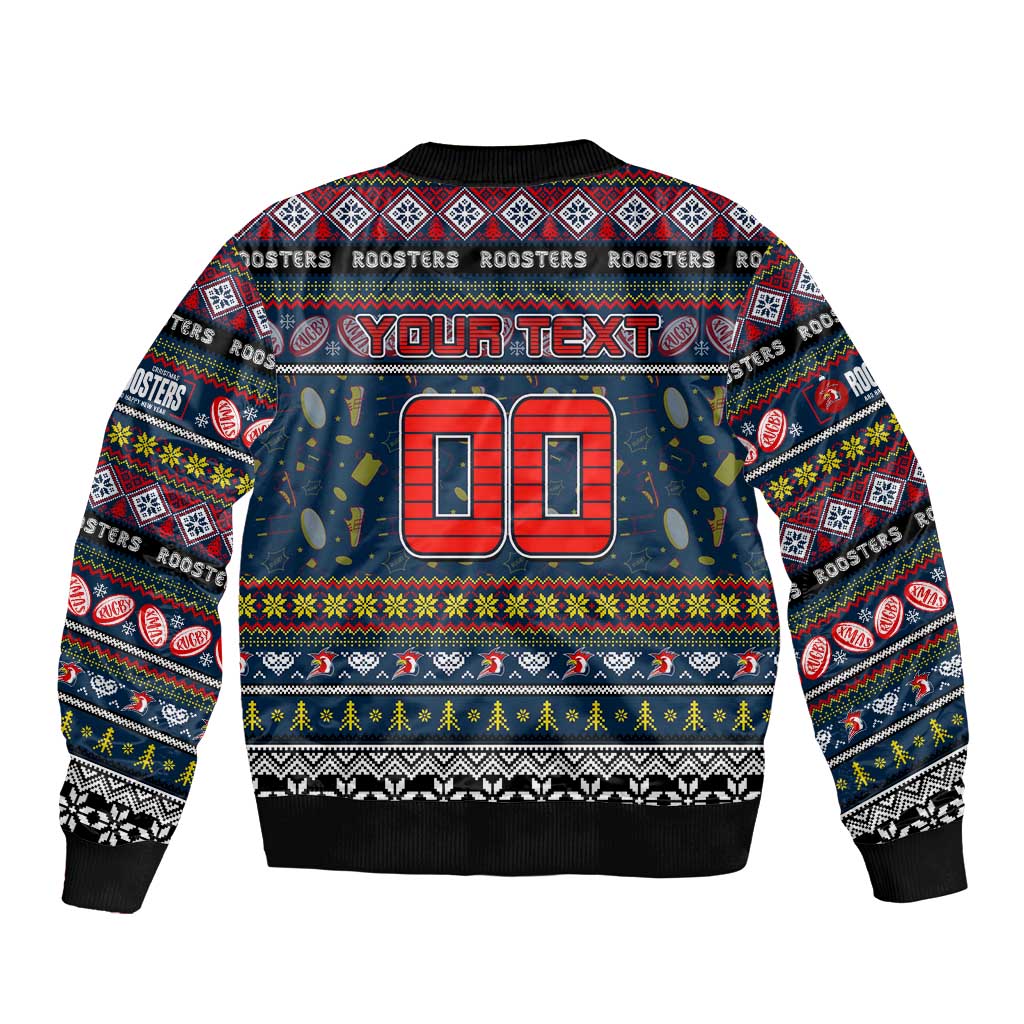 Personalized Roosters Rugby Xmas Bomber Jacket Australia NRL Mascot