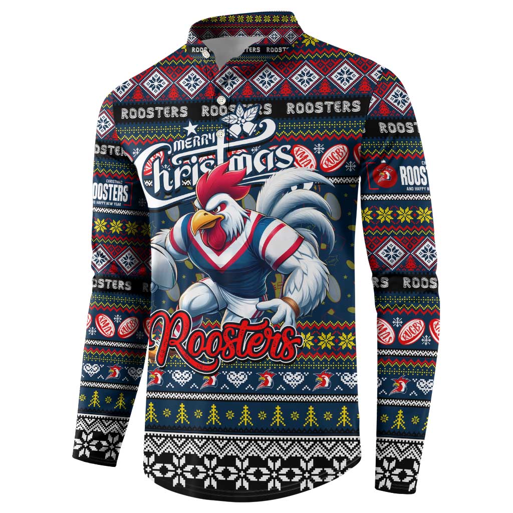 Personalized Roosters Rugby Xmas Button Sweatshirt Australia NRL Mascot