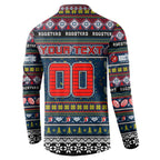 Personalized Roosters Rugby Xmas Button Sweatshirt Australia NRL Mascot