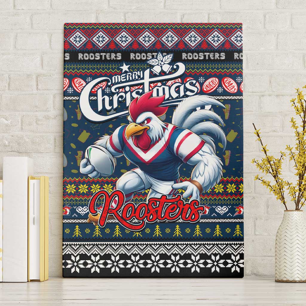 Roosters Rugby Xmas Canvas Wall Art Australia NRL Mascot