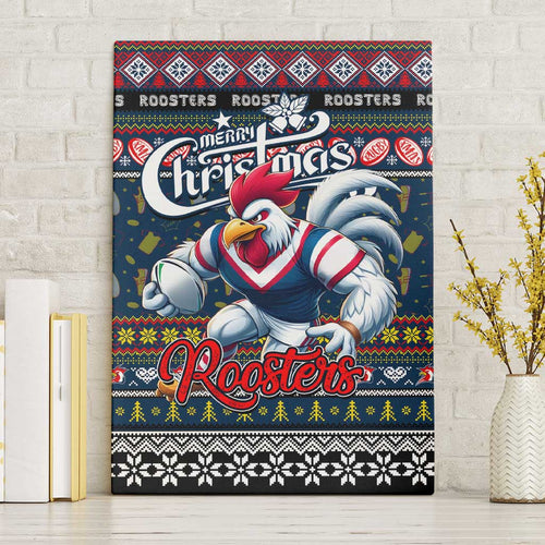 Roosters Rugby Xmas Canvas Wall Art Australia NRL Mascot