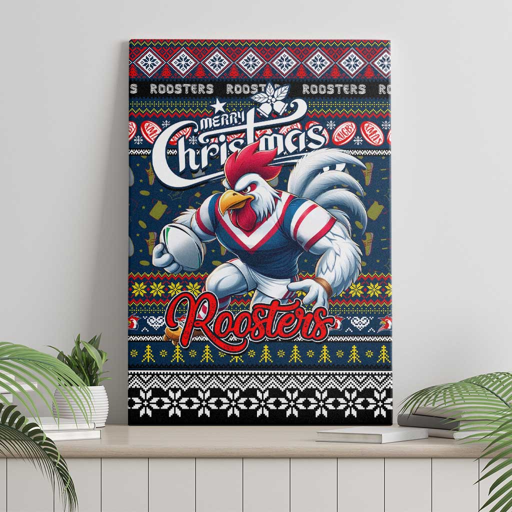 Roosters Rugby Xmas Canvas Wall Art Australia NRL Mascot