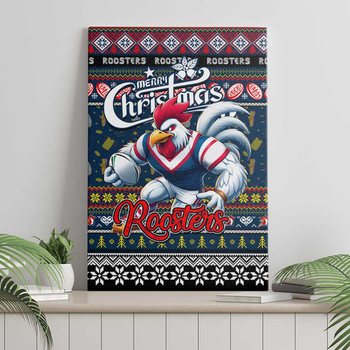 Roosters Rugby Xmas Canvas Wall Art Australia NRL Mascot