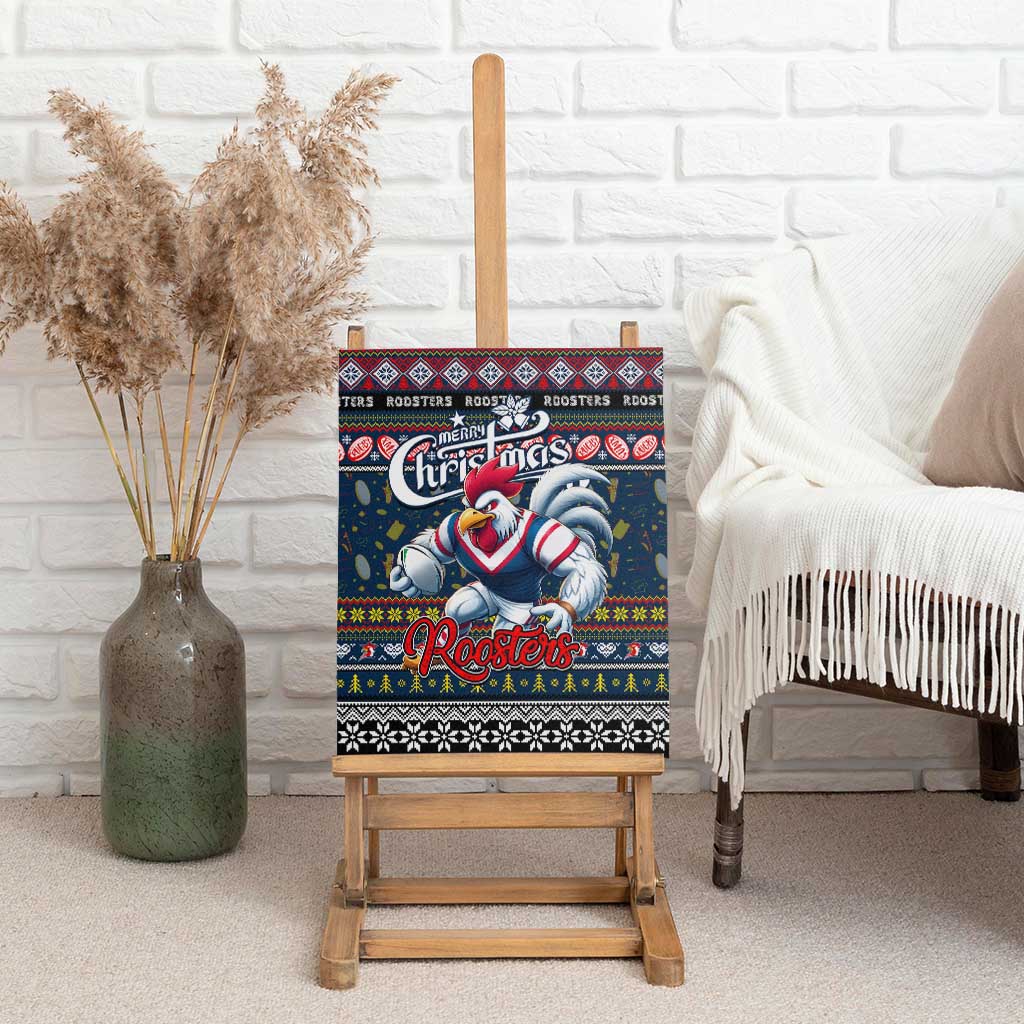 Roosters Rugby Xmas Canvas Wall Art Australia NRL Mascot