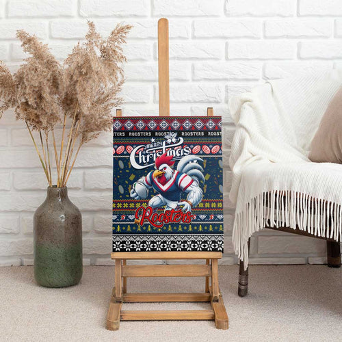 Roosters Rugby Xmas Canvas Wall Art Australia NRL Mascot