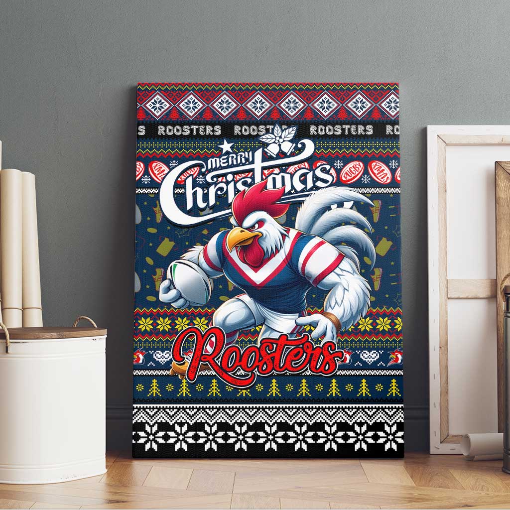 Roosters Rugby Xmas Canvas Wall Art Australia NRL Mascot
