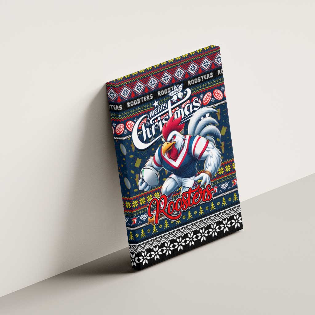 Roosters Rugby Xmas Canvas Wall Art Australia NRL Mascot
