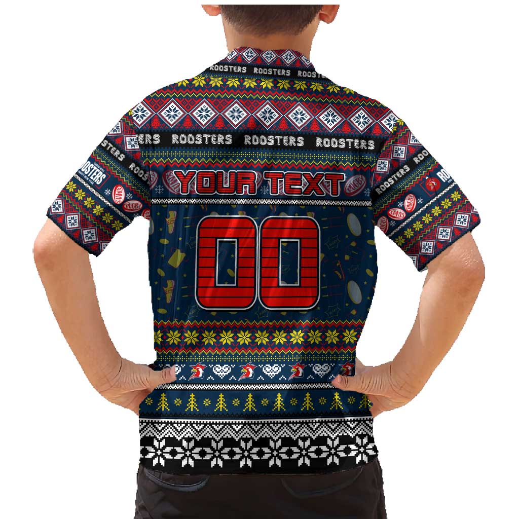 Personalized Roosters Rugby Xmas Family Matching Mermaid Dress and Hawaiian Shirt Australia NRL Mascot