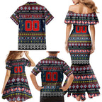 Personalized Roosters Rugby Xmas Family Matching Mermaid Dress and Hawaiian Shirt Australia NRL Mascot