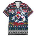 Personalized Roosters Rugby Xmas Family Matching Puletasi and Hawaiian Shirt Australia NRL Mascot