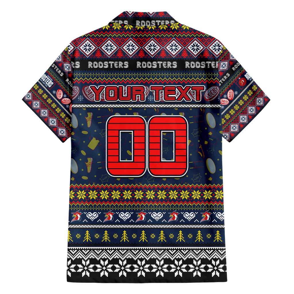 Personalized Roosters Rugby Xmas Hawaiian Shirt Australia NRL Mascot