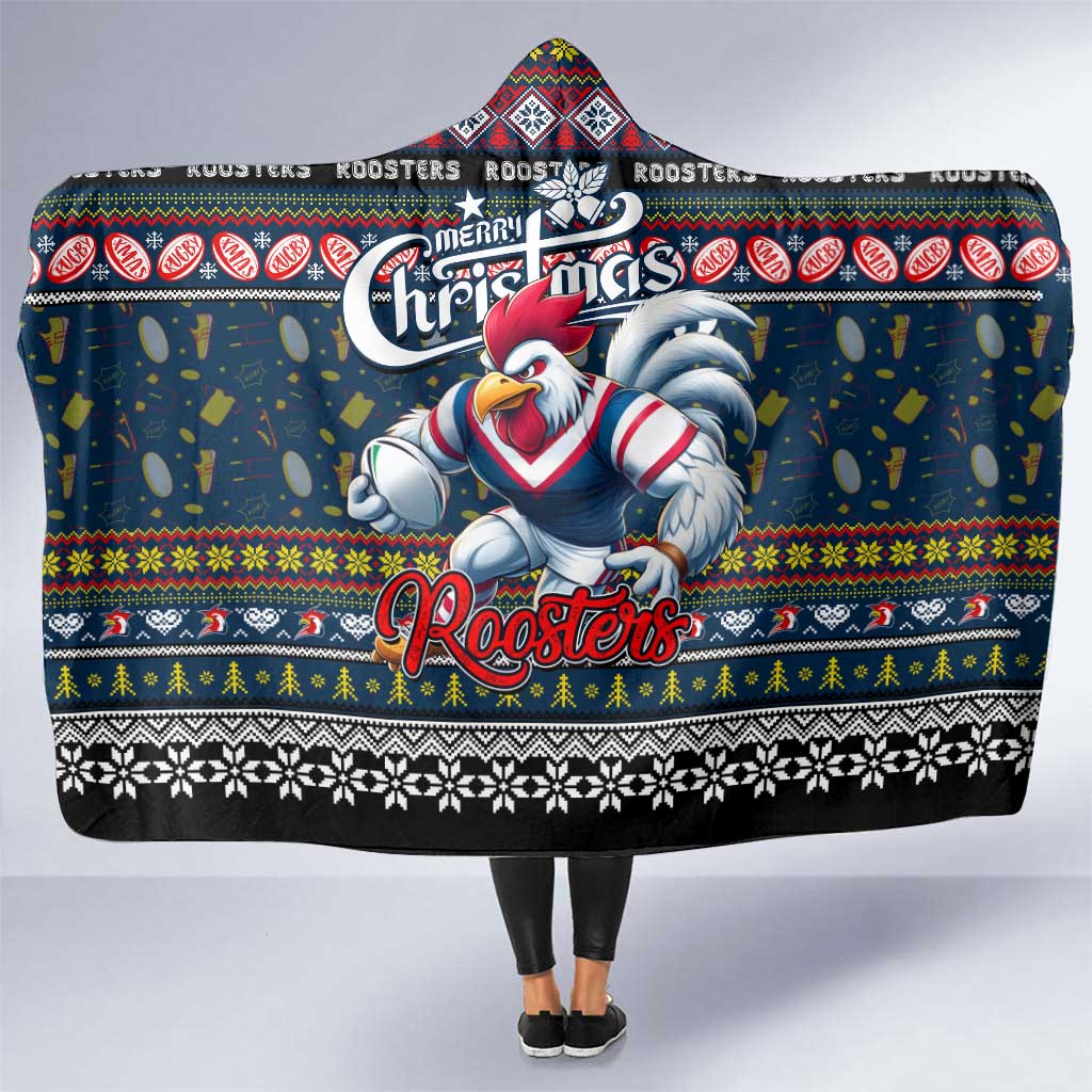 Roosters Rugby Xmas Hooded Blanket Australia NRL Mascot