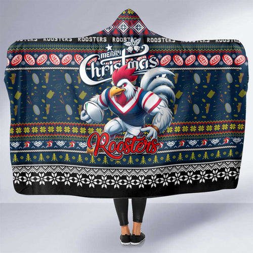 Roosters Rugby Xmas Hooded Blanket Australia NRL Mascot
