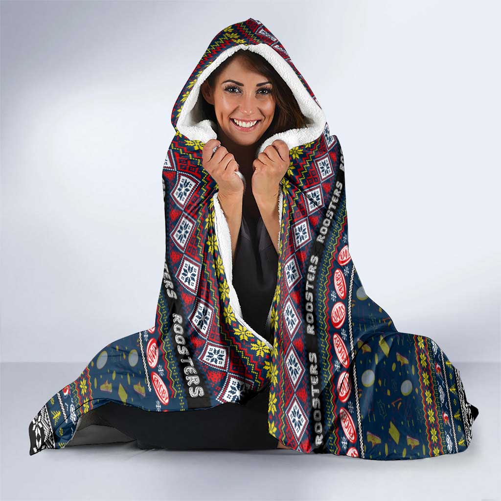 Roosters Rugby Xmas Hooded Blanket Australia NRL Mascot