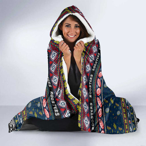 Roosters Rugby Xmas Hooded Blanket Australia NRL Mascot