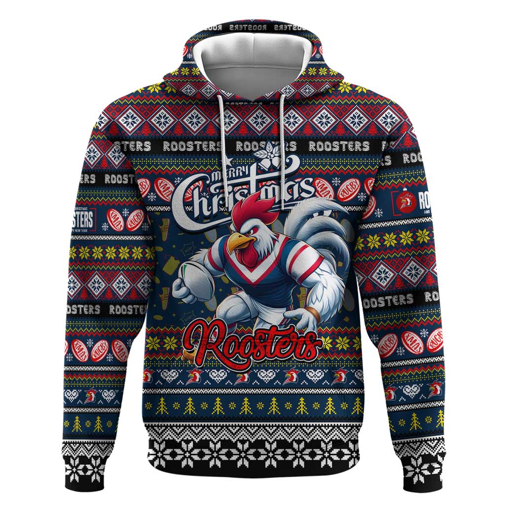 Personalized Roosters Rugby Xmas Hoodie Australia NRL Mascot