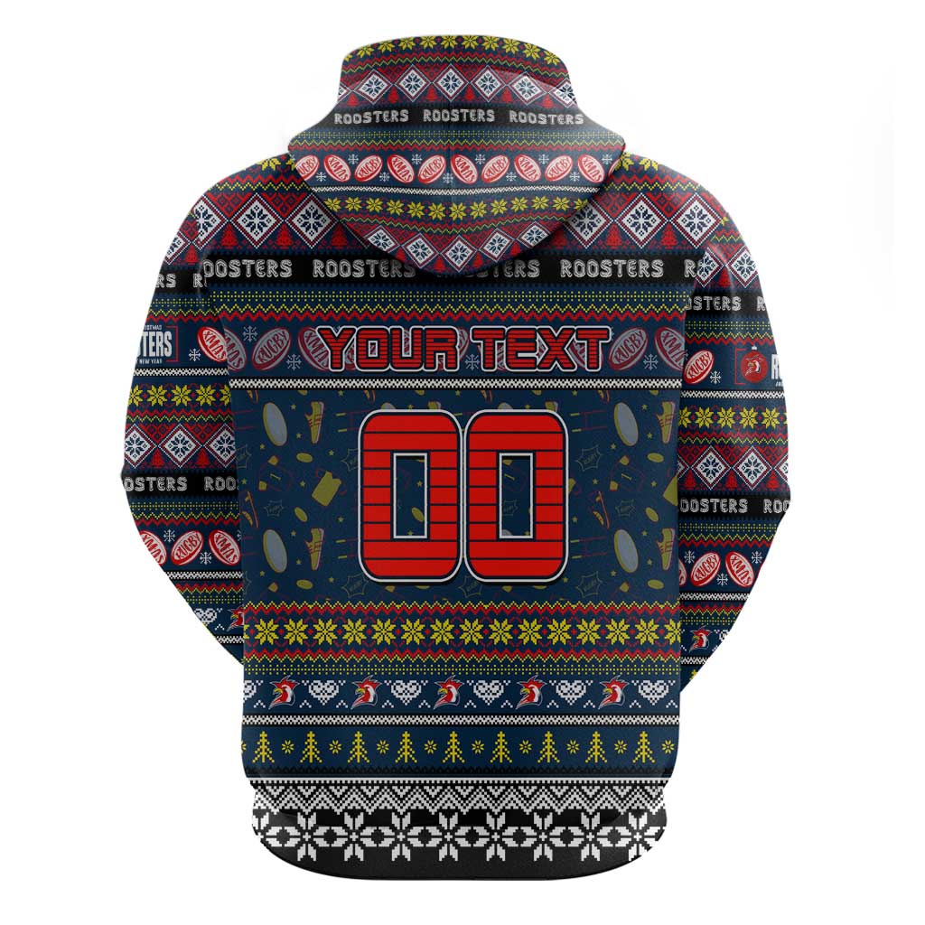Personalized Roosters Rugby Xmas Hoodie Australia NRL Mascot