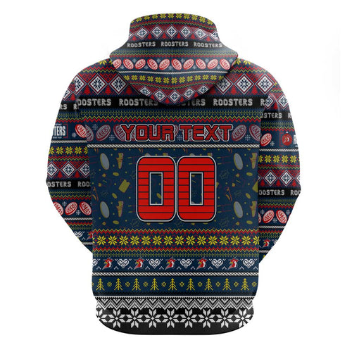 Personalized Roosters Rugby Xmas Hoodie Australia NRL Mascot