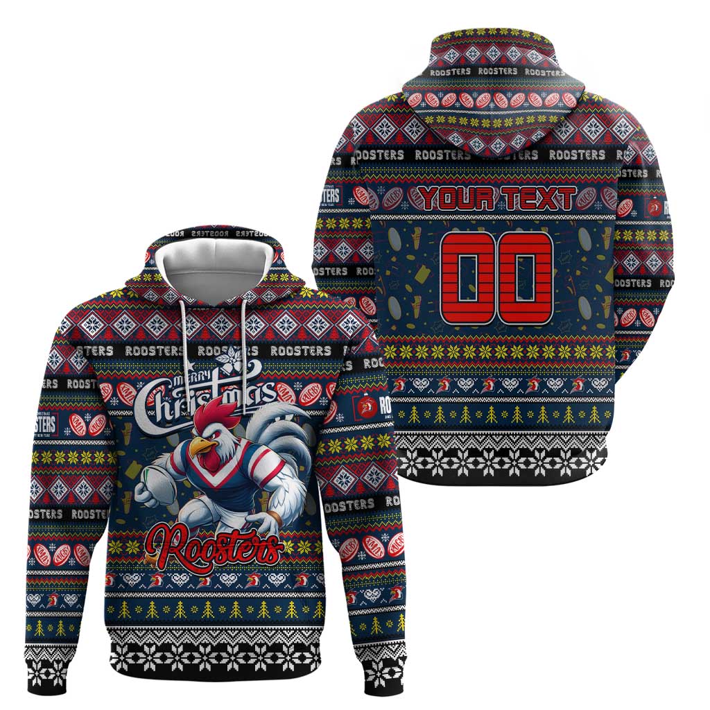 Personalized Roosters Rugby Xmas Hoodie Australia NRL Mascot