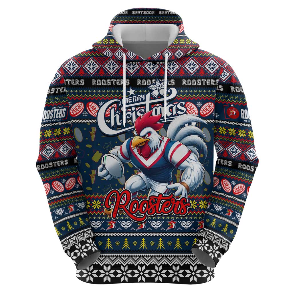 Personalized Roosters Rugby Xmas Hoodie Australia NRL Mascot