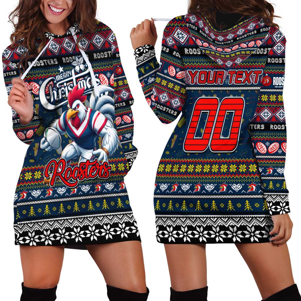 Personalized Roosters Rugby Xmas Hoodie Dress Australia NRL Mascot