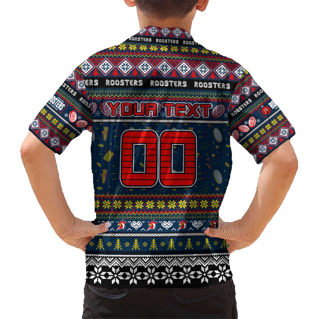 Personalized Roosters Rugby Xmas Kid Hawaiian Shirt Australia NRL Mascot