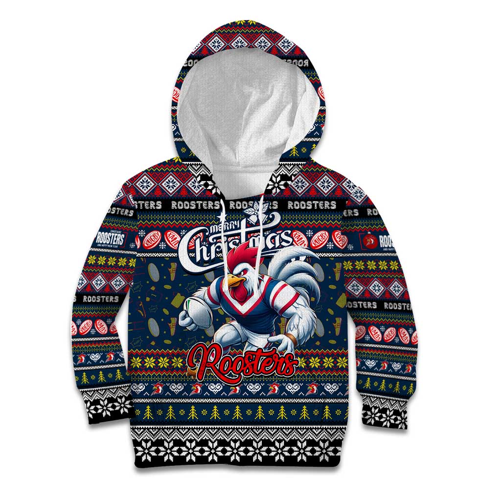 Personalized Roosters Rugby Xmas Kid Hoodie Australia NRL Mascot