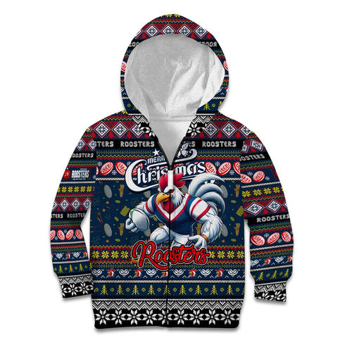 Personalized Roosters Rugby Xmas Kid Hoodie Australia NRL Mascot