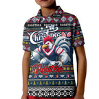 Personalized Roosters Rugby Xmas Kid Polo Shirt Australia NRL Mascot