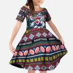 Personalized Roosters Rugby Xmas Kid Short Sleeve Dress Australia NRL Mascot