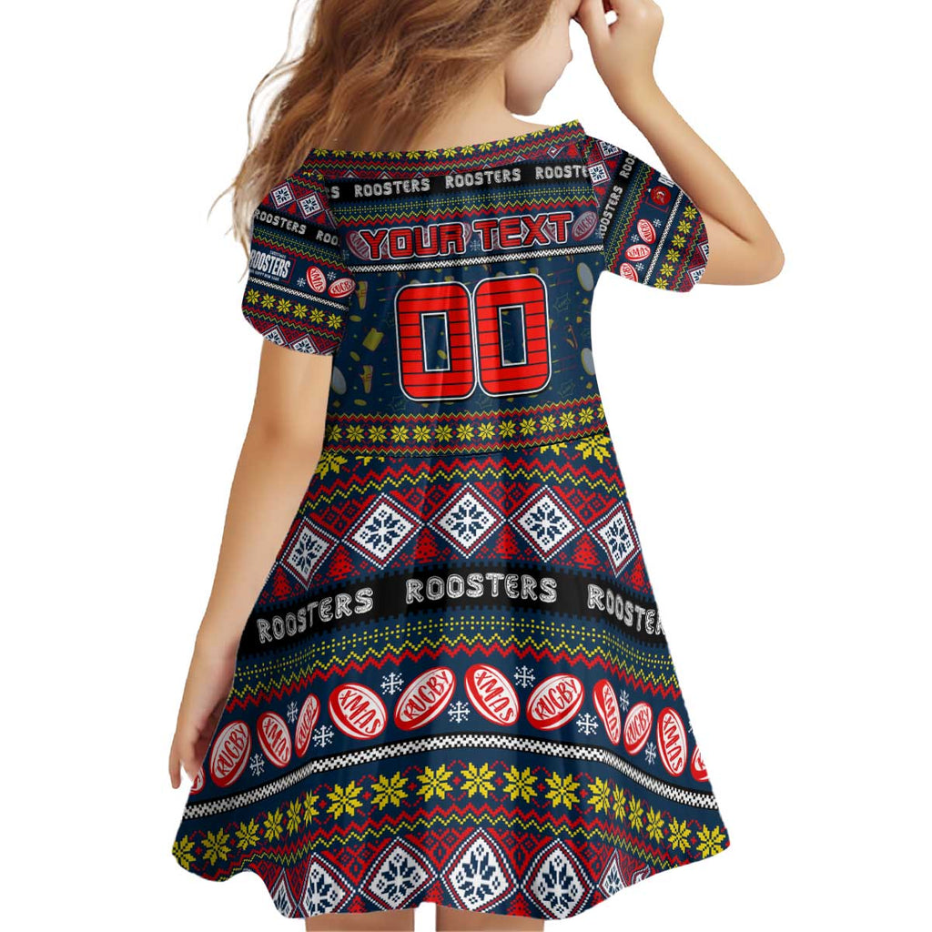 Personalized Roosters Rugby Xmas Kid Short Sleeve Dress Australia NRL Mascot
