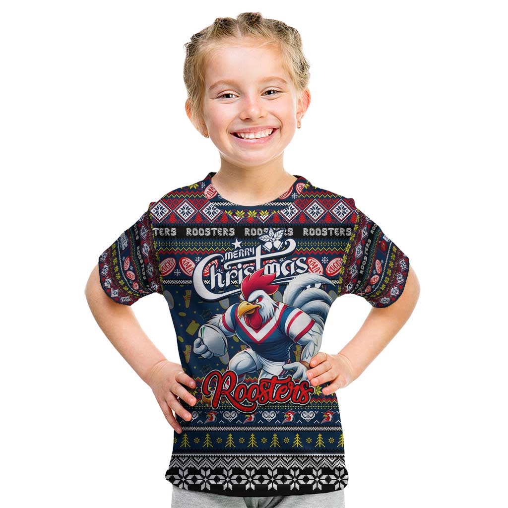 Personalized Roosters Rugby Xmas Kid T Shirt Australia NRL Mascot
