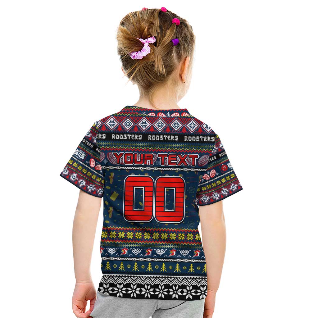 Personalized Roosters Rugby Xmas Kid T Shirt Australia NRL Mascot